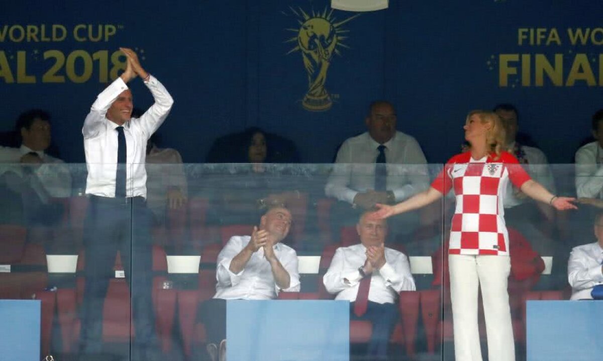 GALERIE FOTO În tribune s-a terminat egal » Macron și președinta Croației au făcut SPECTACOl în lojă, chiar sub privirile lui Putin