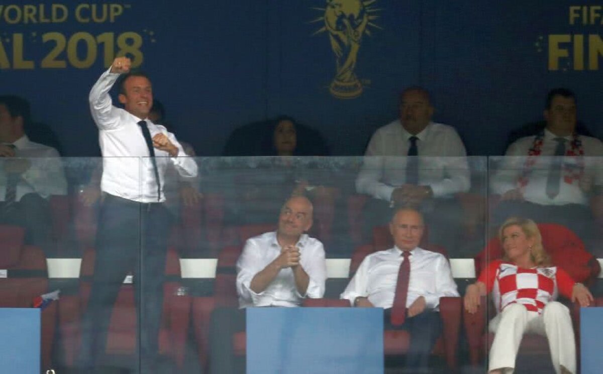 GALERIE FOTO În tribune s-a terminat egal » Macron și președinta Croației au făcut SPECTACOl în lojă, chiar sub privirile lui Putin