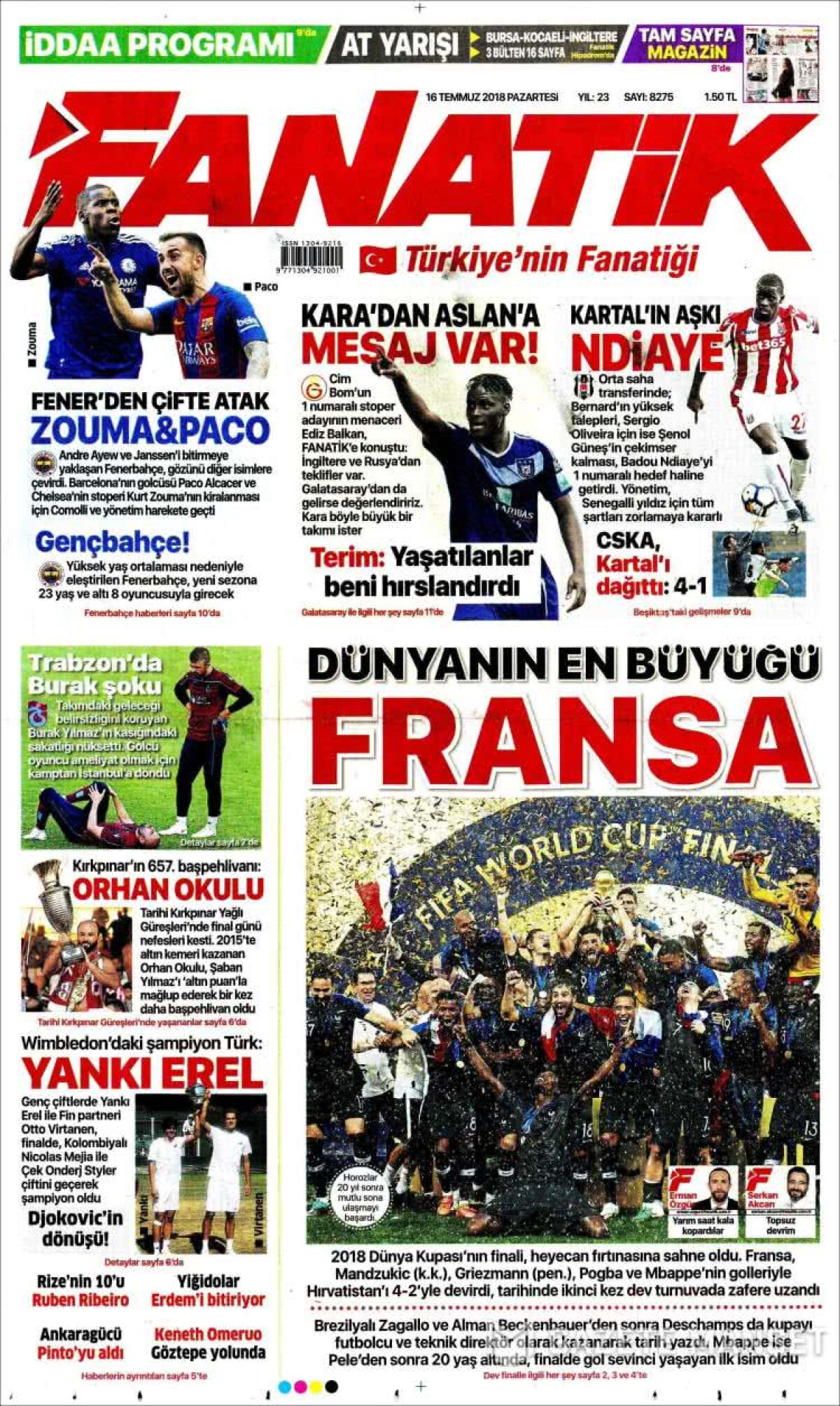 Ce scriu azi ziarele de sport din lume (16 iulie 2018)