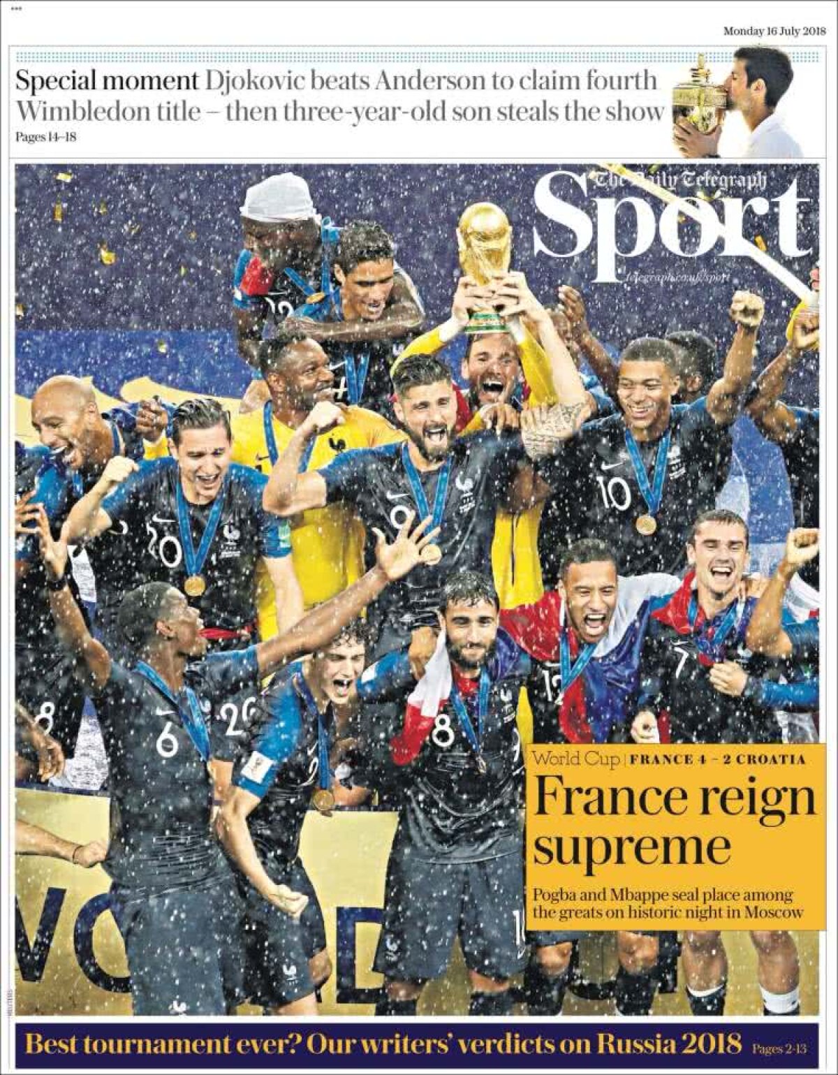 Ce scriu azi ziarele de sport din lume (16 iulie 2018)