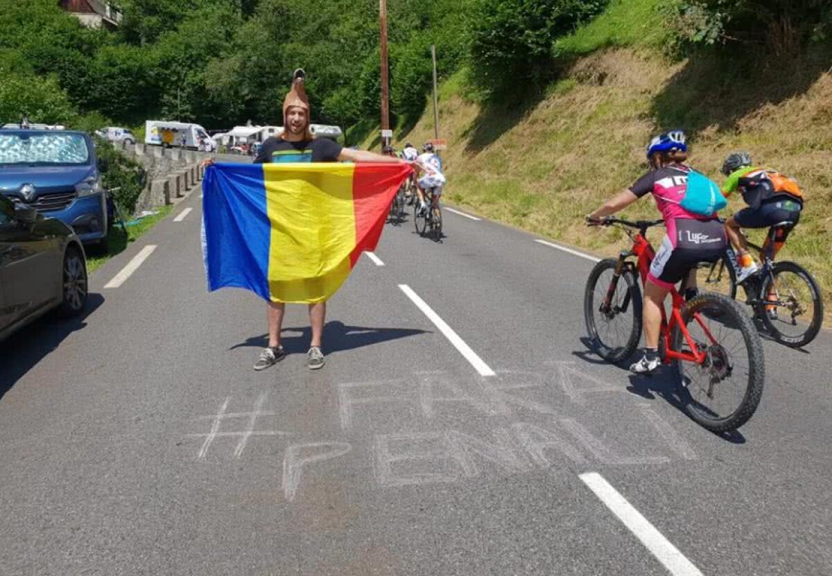 TURUL FRANȚEI 2018 // FOTO "#FărăPenali" a ajuns și în Turul Franței » Mesajul a fost scris de un român pe Col de Portet și transmis în direct în toată lumea :) 