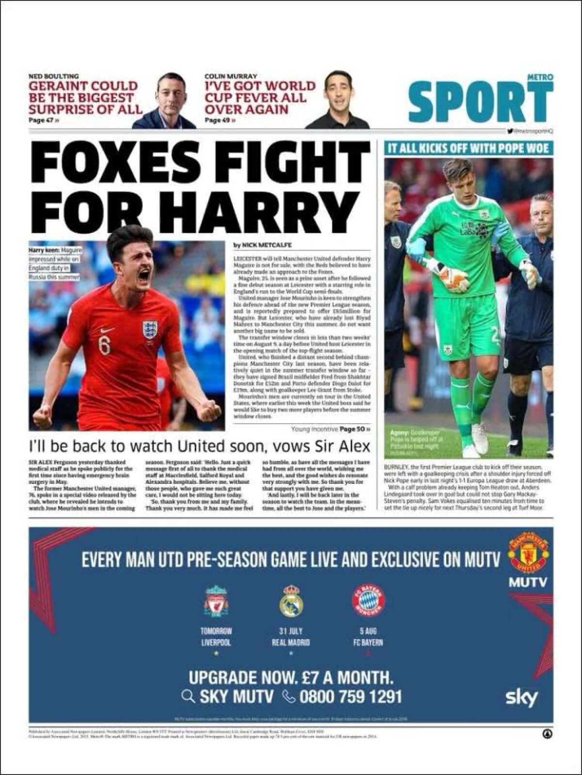 Ce scriu azi ziarele de sport din lume (27 iulie 2018)