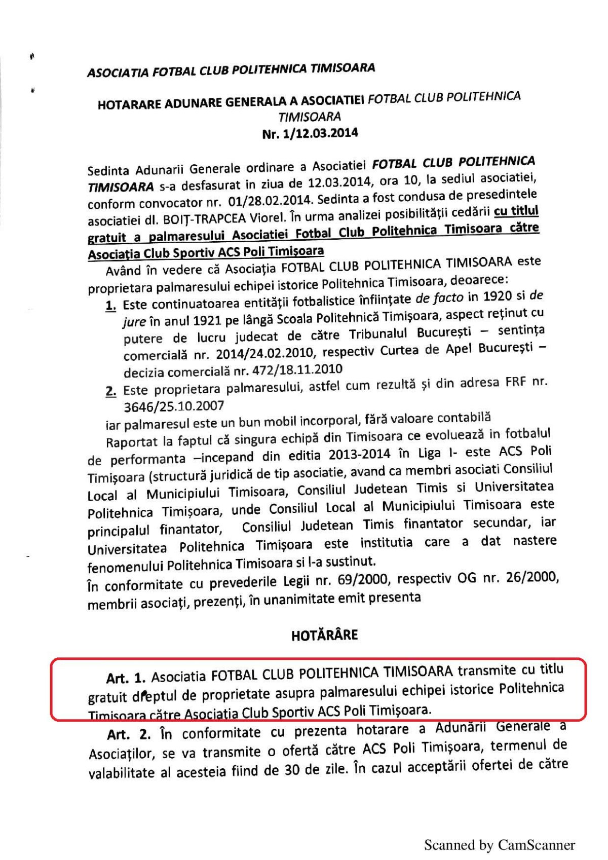 FOTO Oficialii lui ACS Poli reacționează în războiul cu CJ Timiș » Documentele care ar atesta că echipa e continuatoarea Politehnicii Timișoara