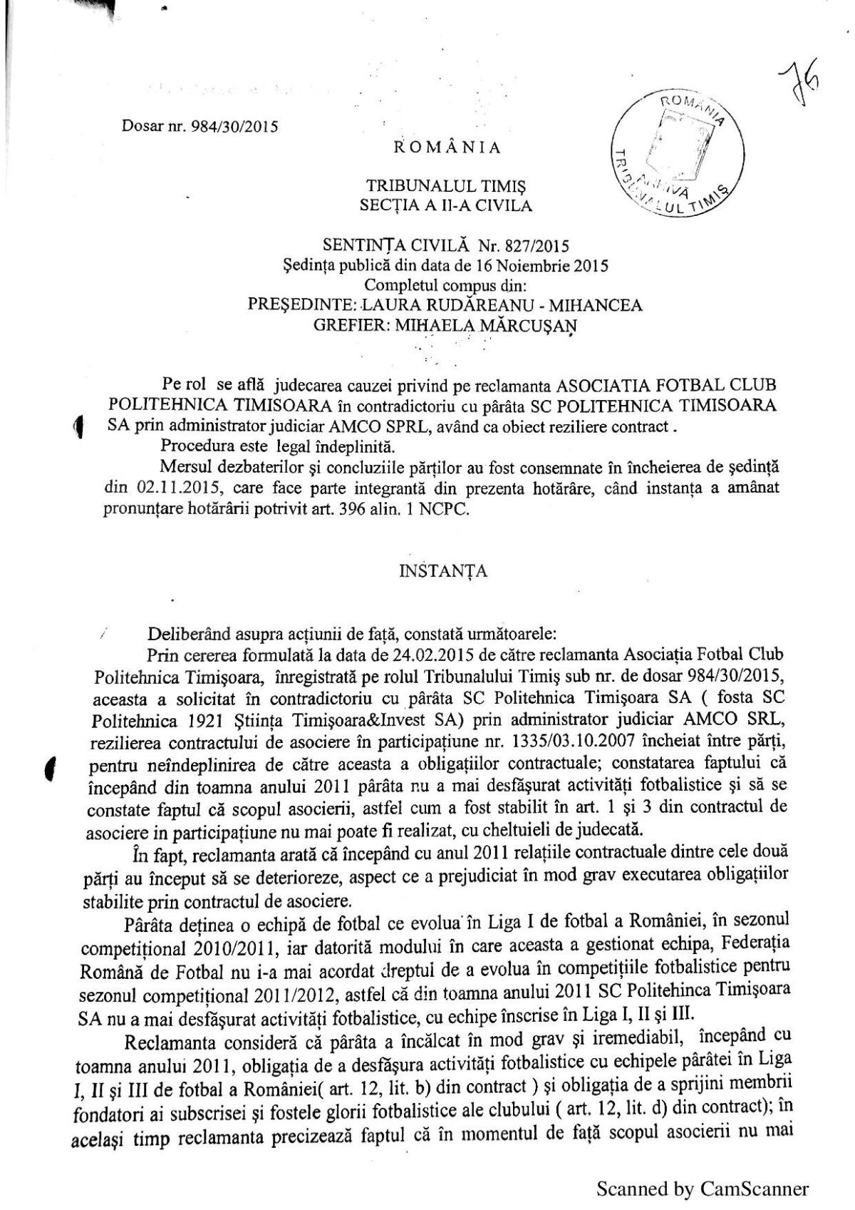 FOTO Oficialii lui ACS Poli reacționează în războiul cu CJ Timiș » Documentele care ar atesta că echipa e continuatoarea Politehnicii Timișoara