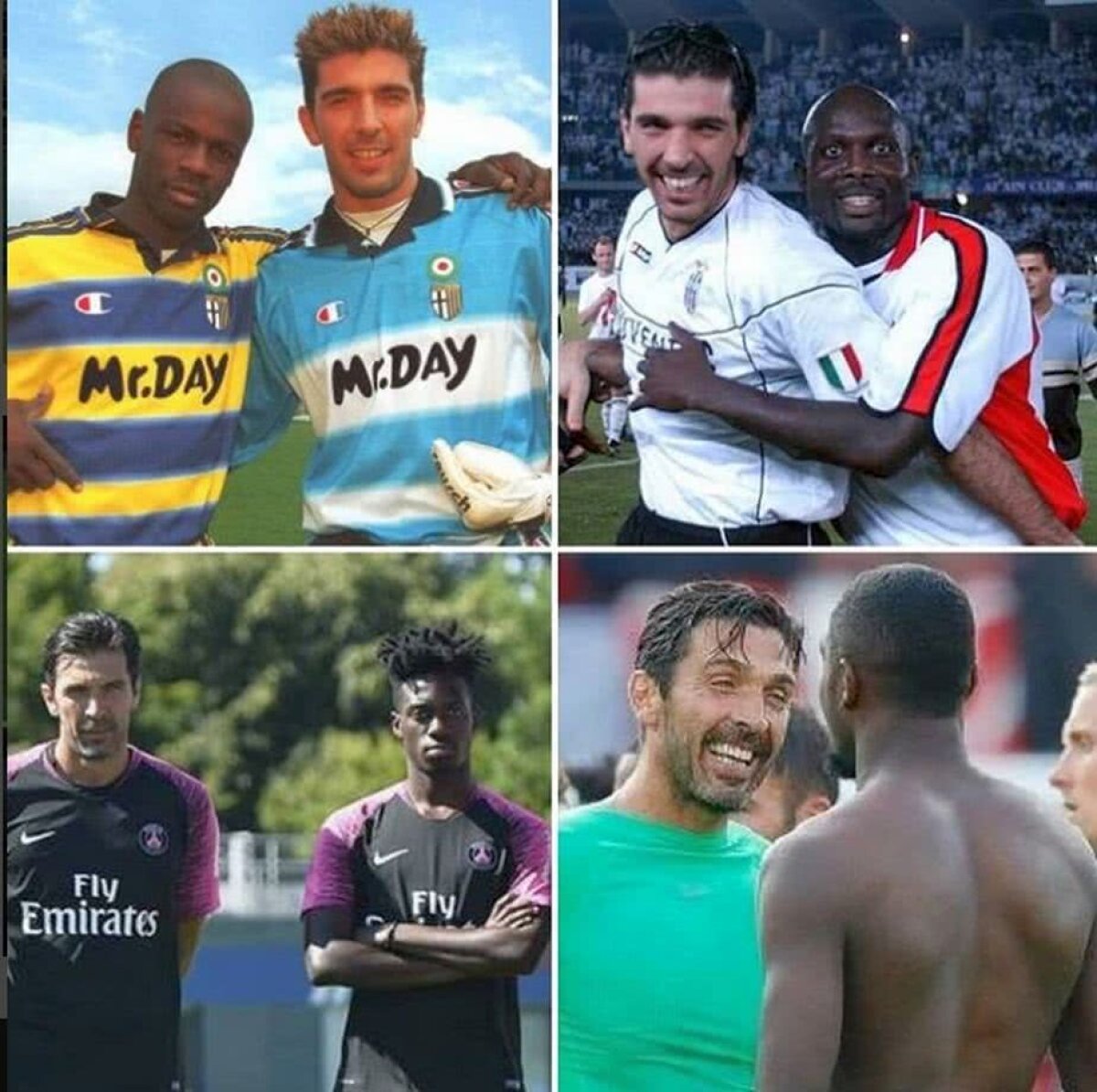 FOTO Povestea unei imagini antologice » Incredibilul Buffon: de la coleg cu Thuram și rival cu Weah, la coechipier cu Weah jr. și rival cu Thuram jr.