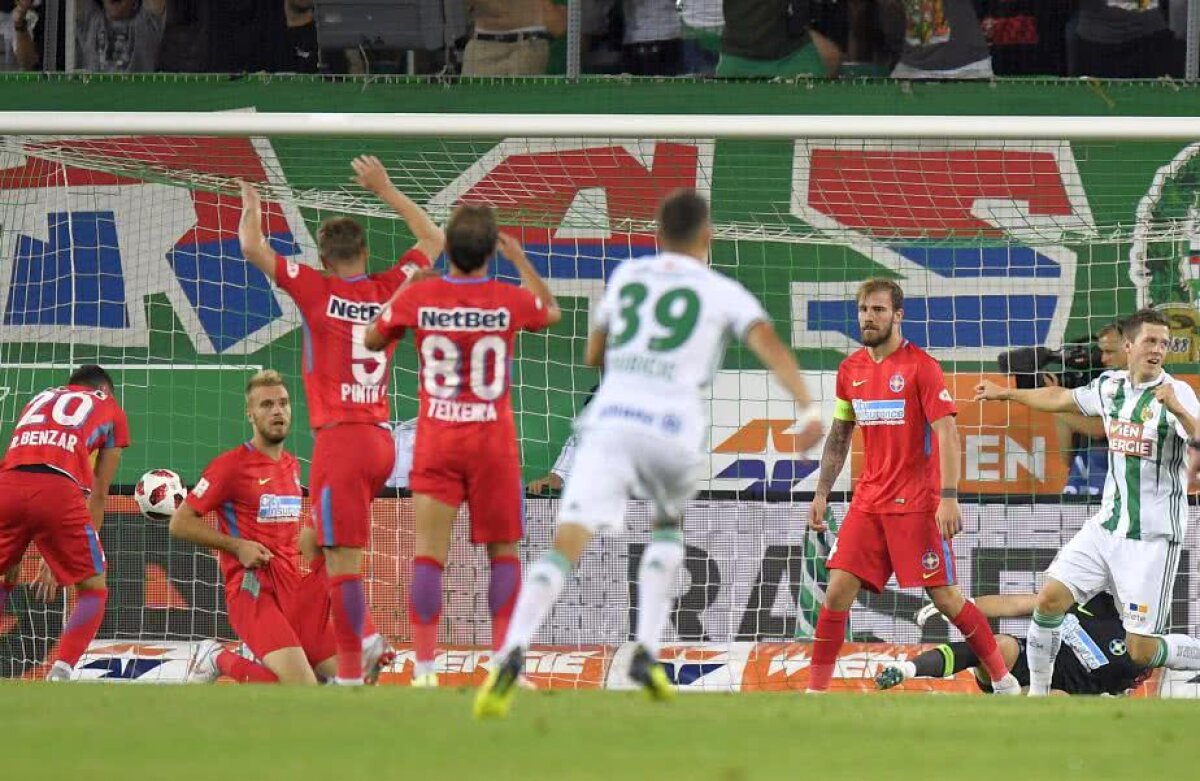 FOTO FIERȚI la Viena! Rapid Viena le-a predat o lecție de pragmatism steliștilor, iar FCSB așteaptă returul! Se califică?