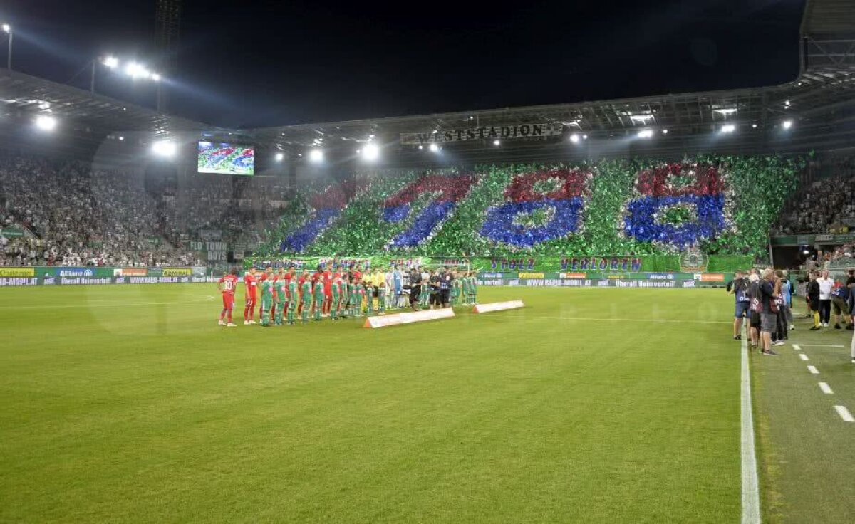 RAPID VIENA - FCSB // GALERIE FOTO "FCSB is not Steaua!" » Jucătorii lui Dică, întâmpinați cu un mesaj dur de ultrașii austrieci