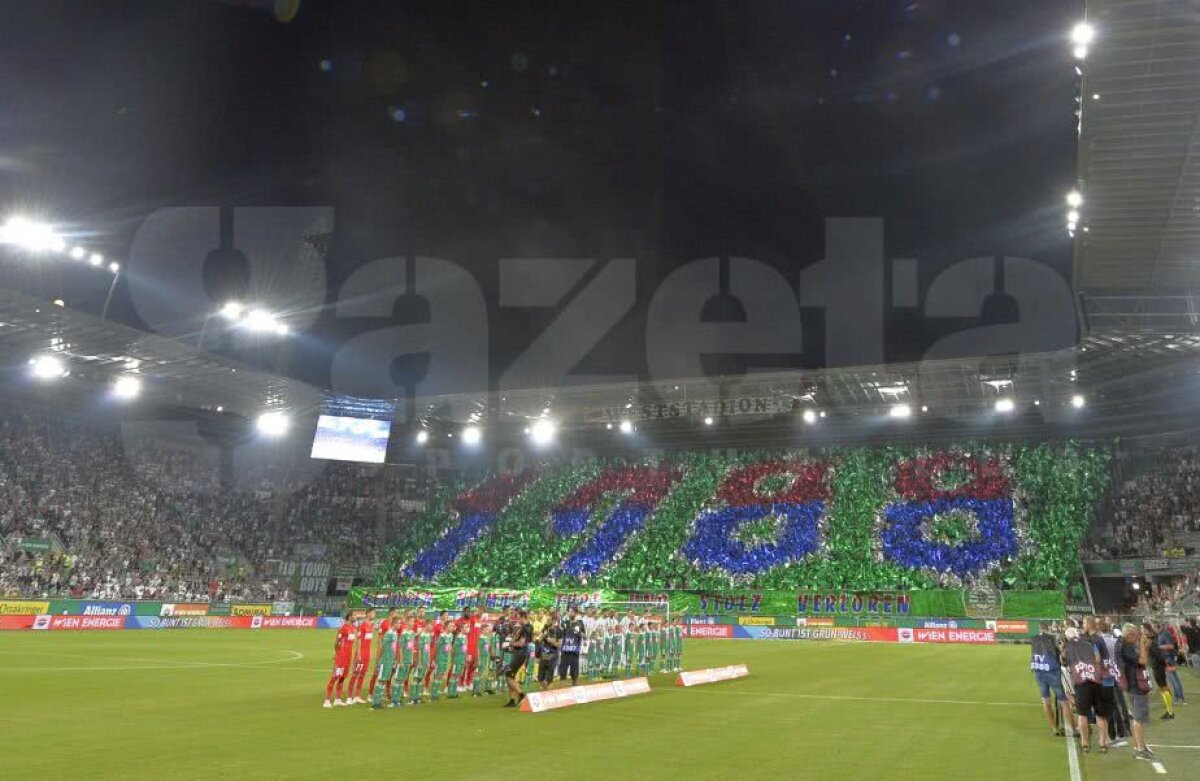 RAPID VIENA - FCSB // GALERIE FOTO "FCSB is not Steaua!" » Jucătorii lui Dică, întâmpinați cu un mesaj dur de ultrașii austrieci