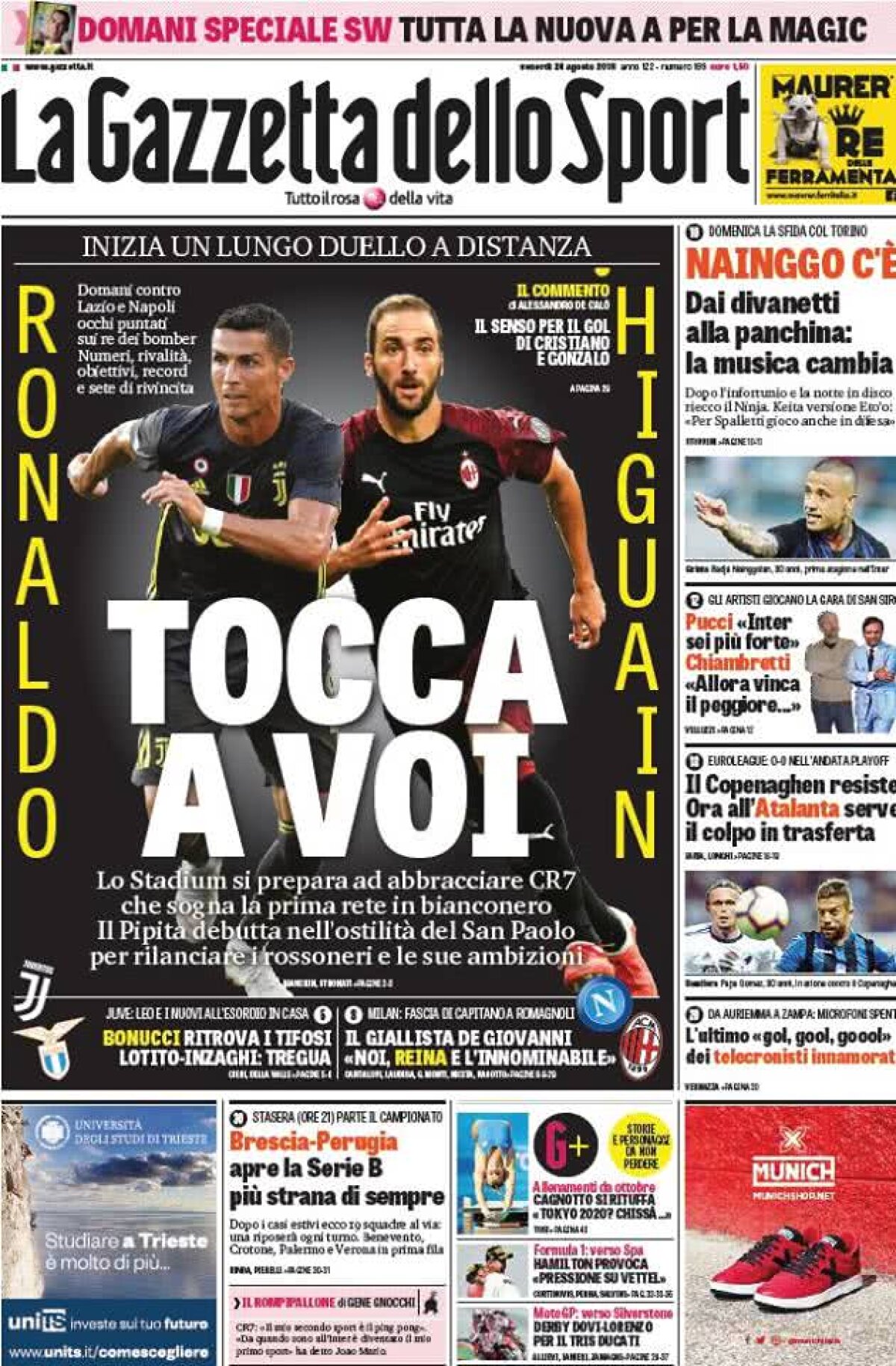 Ce scriu azi ziarele de sport din lume (24 august 2018)