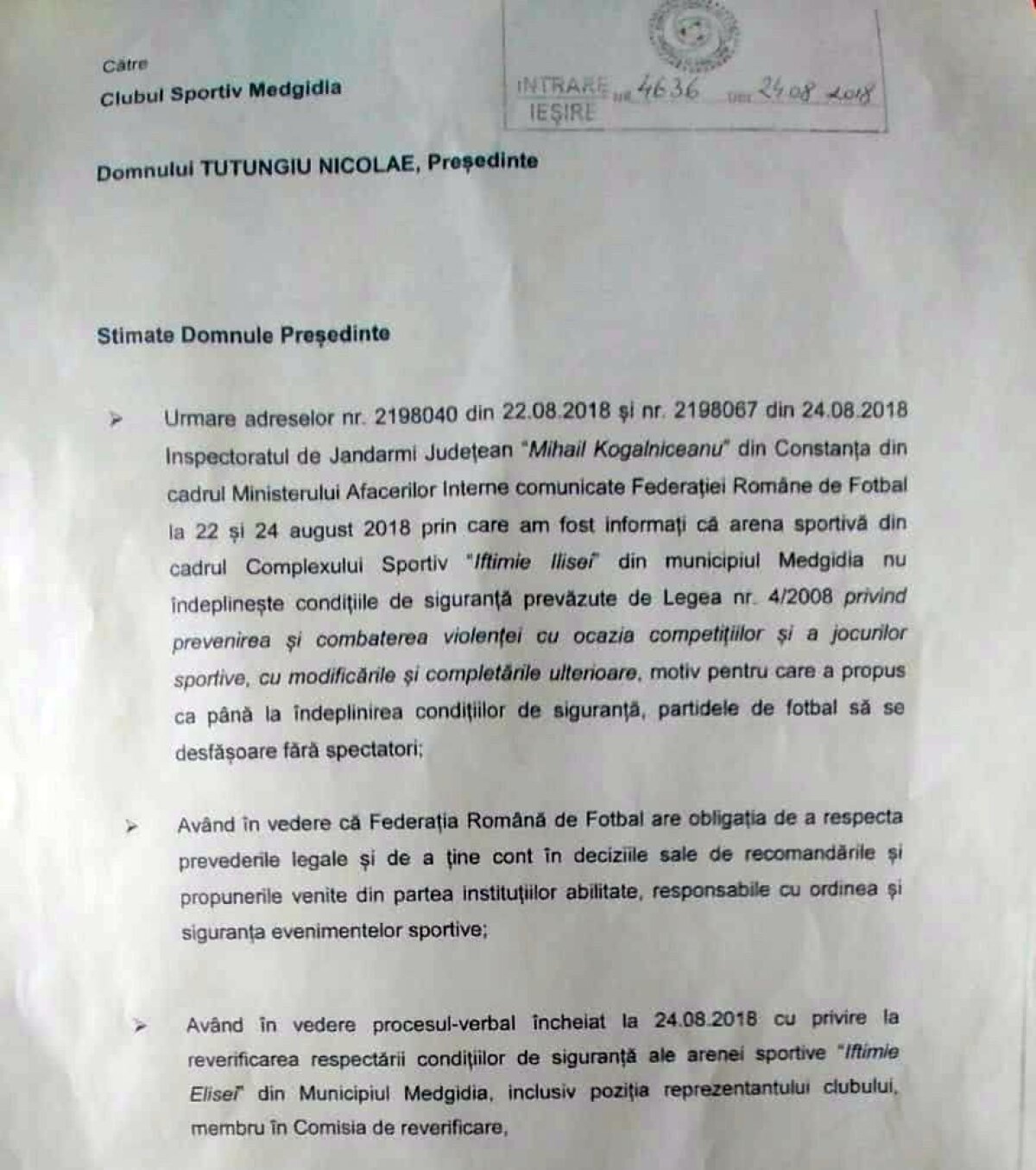 Ciudatul caz de la Medgidia » Echipa se va retrage din Liga a treia în semn de protest: "Instituţiile statului român au fost transformate în simple arme politice" + FRF susține poziția Jandarmeriei