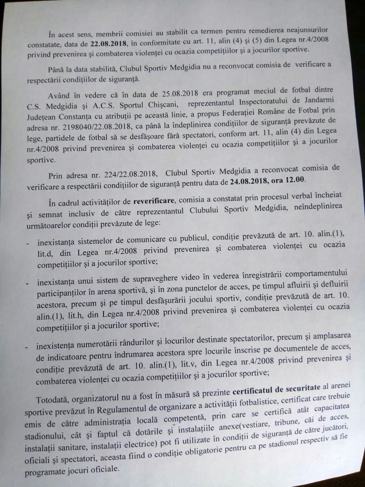 Ciudatul caz de la Medgidia » Echipa se va retrage din Liga a treia în semn de protest: "Instituţiile statului român au fost transformate în simple arme politice" + FRF susține poziția Jandarmeriei