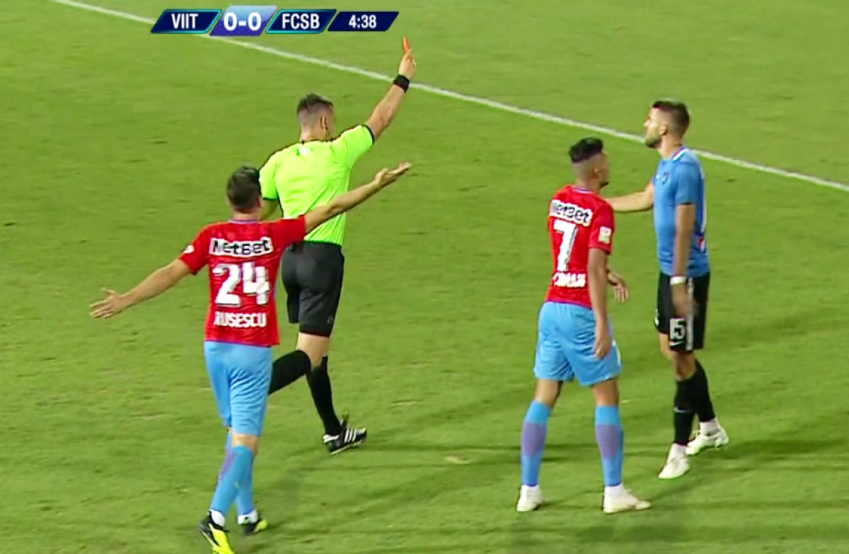 VIITORUL - FCSB // FOTO Două momente ÎNCINSE în primele 5 minute ale derby-ului: cartonaș ROȘU + ocazie RARISIMĂ