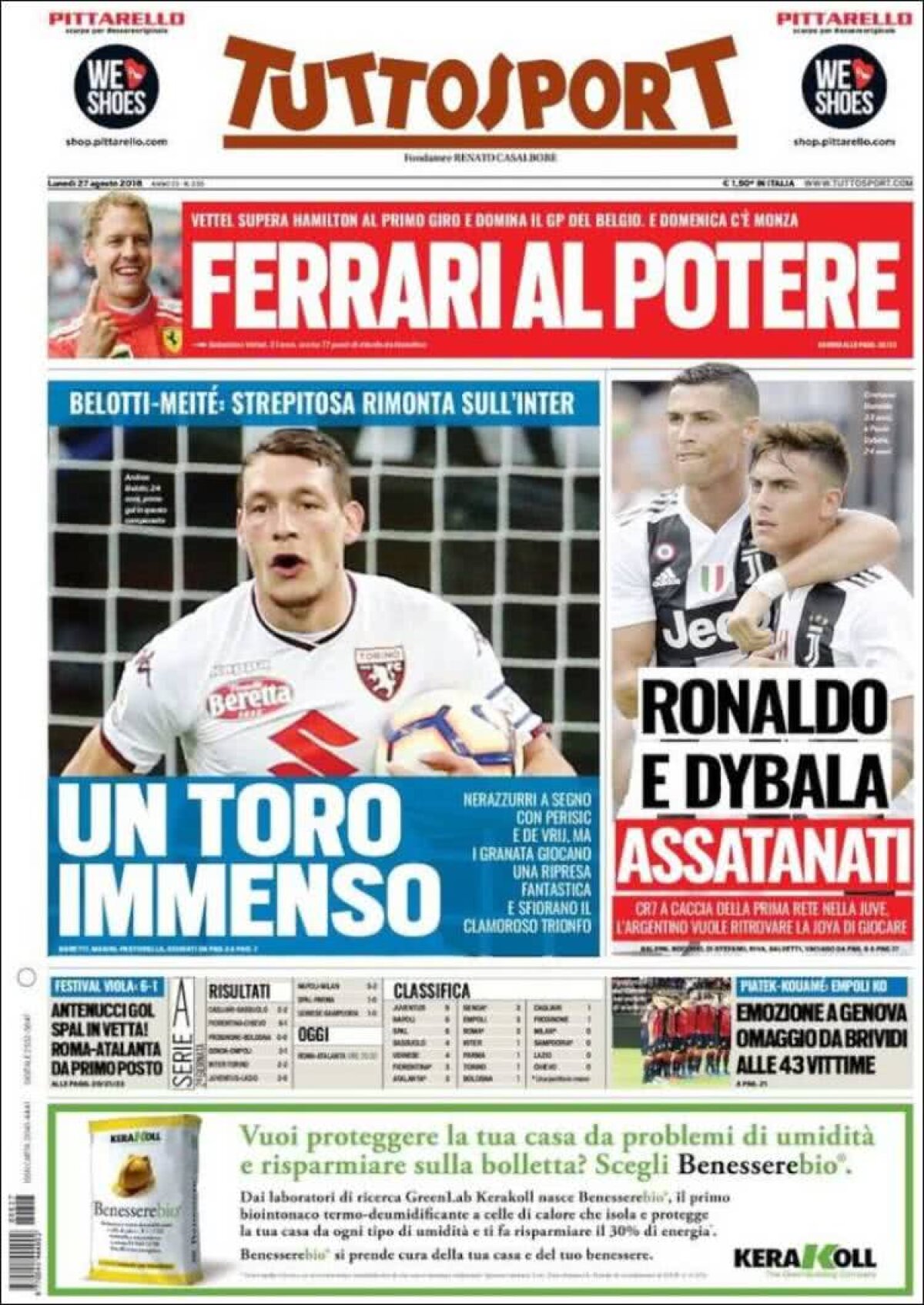 Ce scriu azi ziarele de sport din lume (27 august 2018)