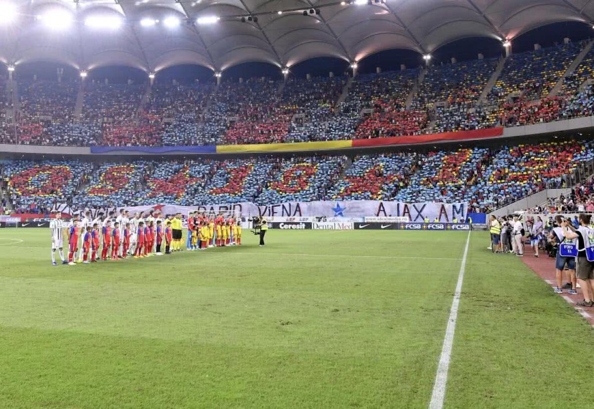 FOTO FCSB - RAPID VIENA // Scenografie motivațională a suporterilor FCSB la meciul cu Rapid Viena » Au amintit de două meciuri istorice ale echipei