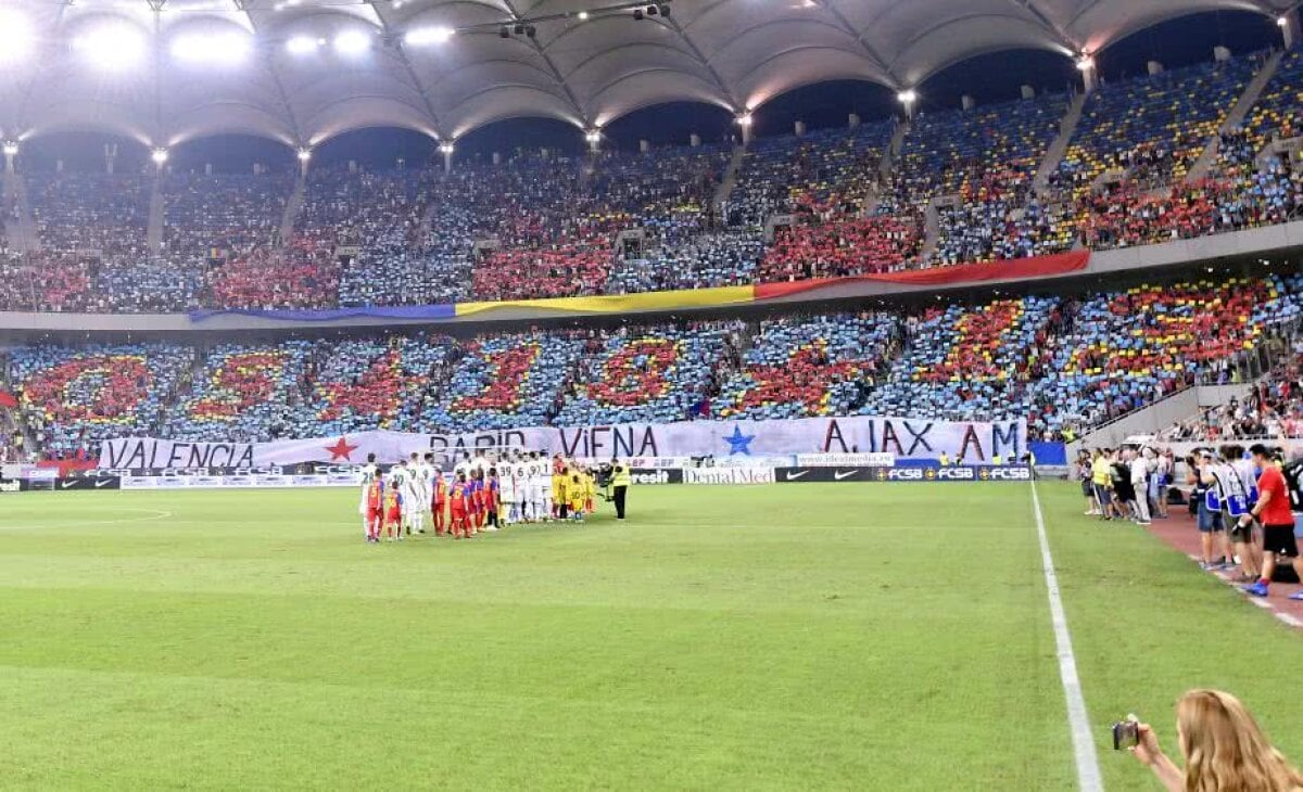 FOTO FCSB - RAPID VIENA // Scenografie motivațională a suporterilor FCSB la meciul cu Rapid Viena » Au amintit de două meciuri istorice ale echipei