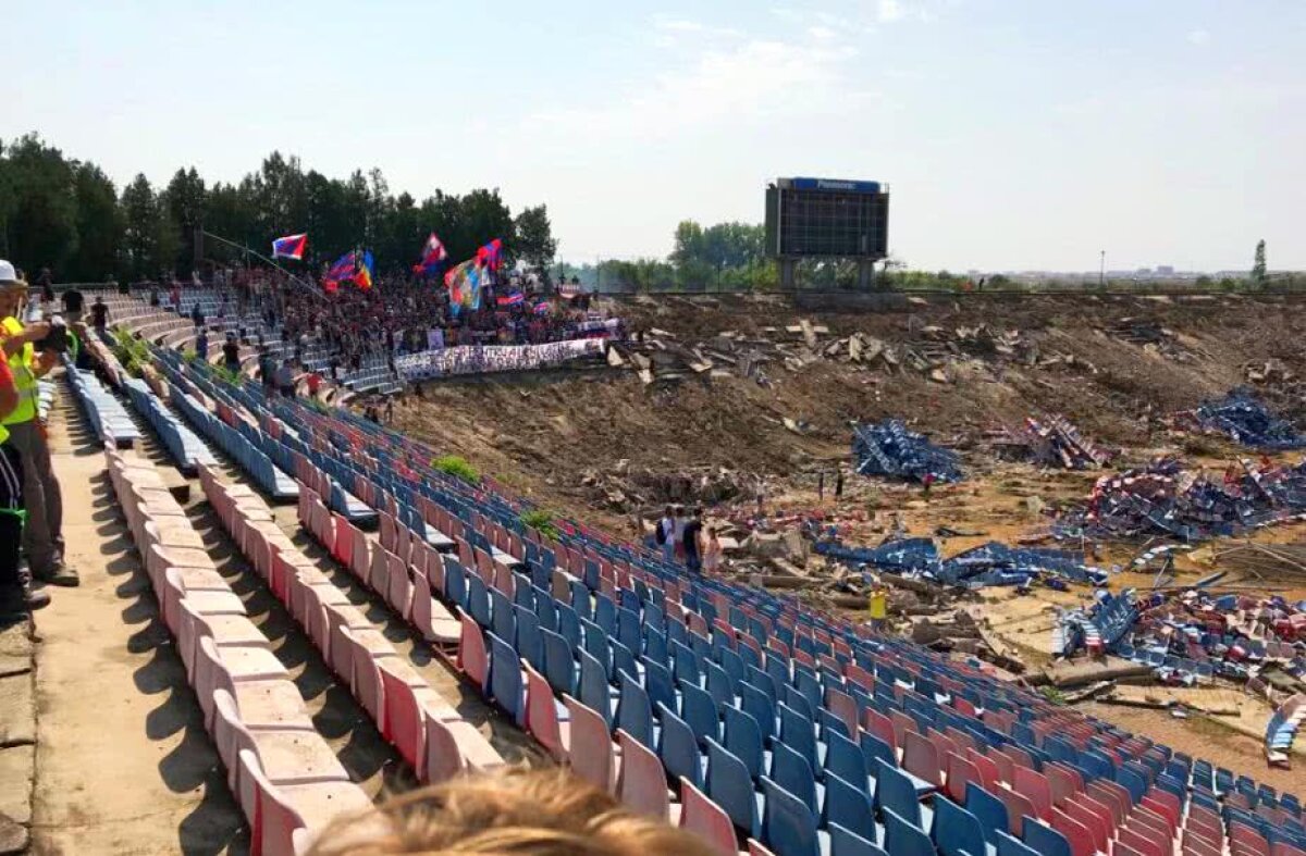 VIDEO+FOTO Imagine spectaculoasă: Peluza Sud a făcut show printre ruine, la ultima întâlnire cu publicul a vechii arene din Ghencea 