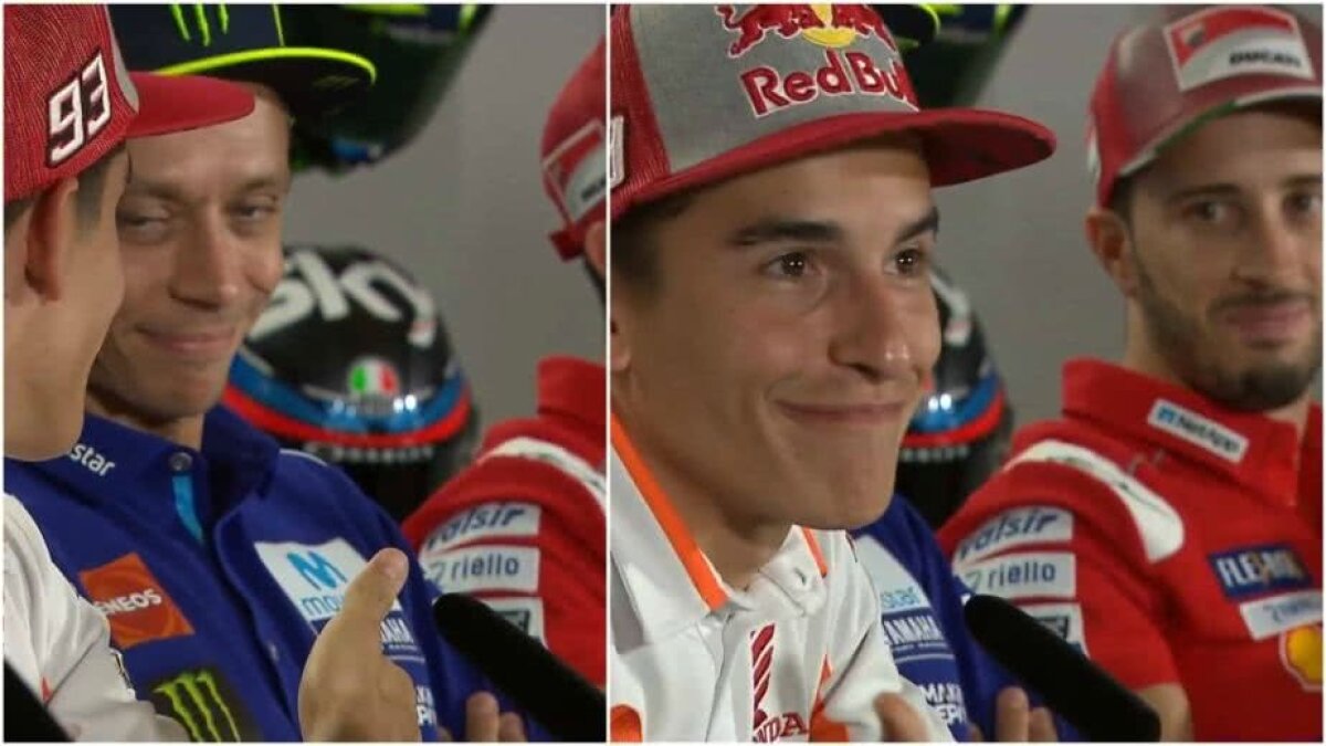 FOTO ȘI VIDEO » Rossi l-a umilit pe Marquez la conferința de presă! Imaginile au făcut înconjurul lumii! Lorenzo îl atacă pe "Doctor": "Se poartă ca un copil"