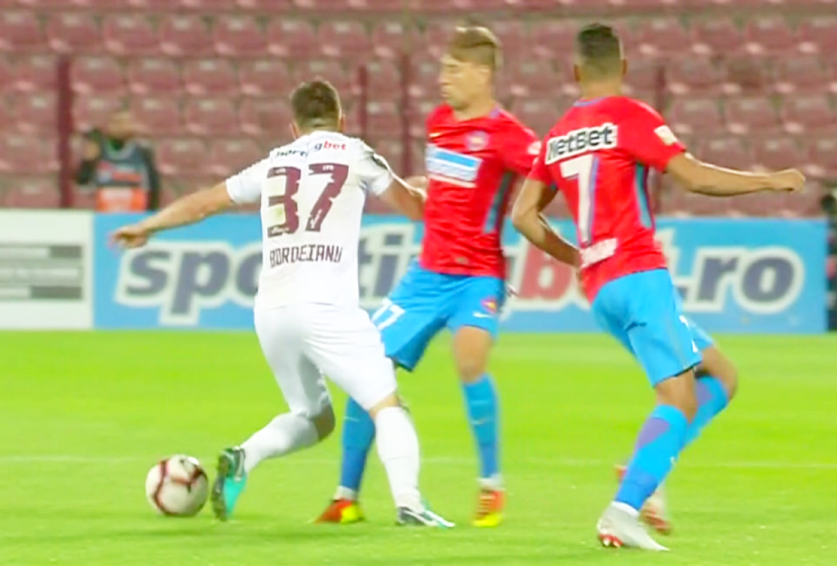 CFR - FCSB 1-1 // FOTO Start încins de meci la Cluj » Alexandru Stan, iertat după o intrare dură! Nu a mai scăpat de "galben" 3 minute mai târziu