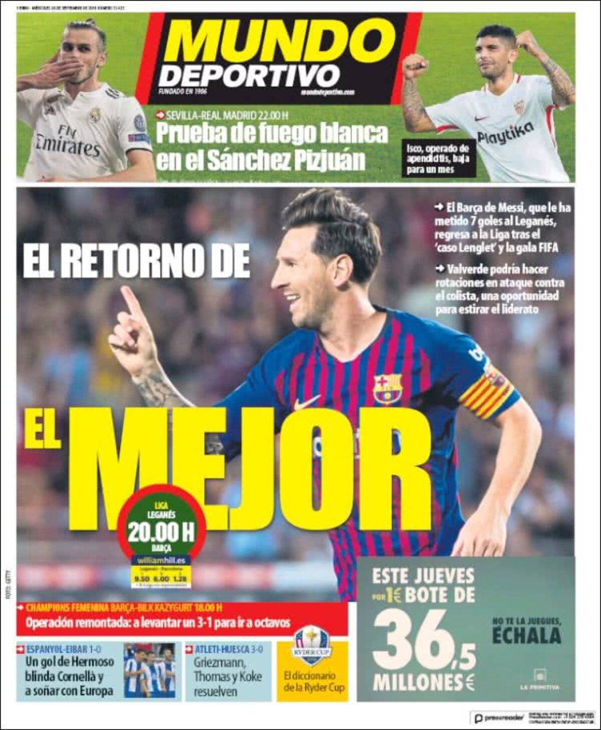 Ce scriu azi ziarele de sport din lume (26 septembrie 2018)