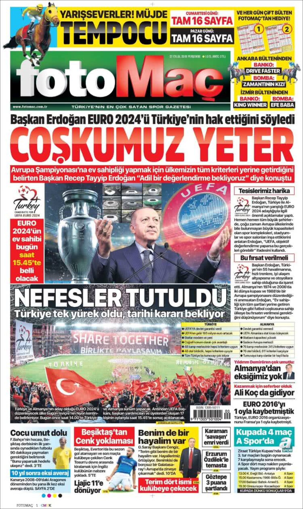 Ce scriu azi ziarele de sport din lume (27 septembrie 2018)