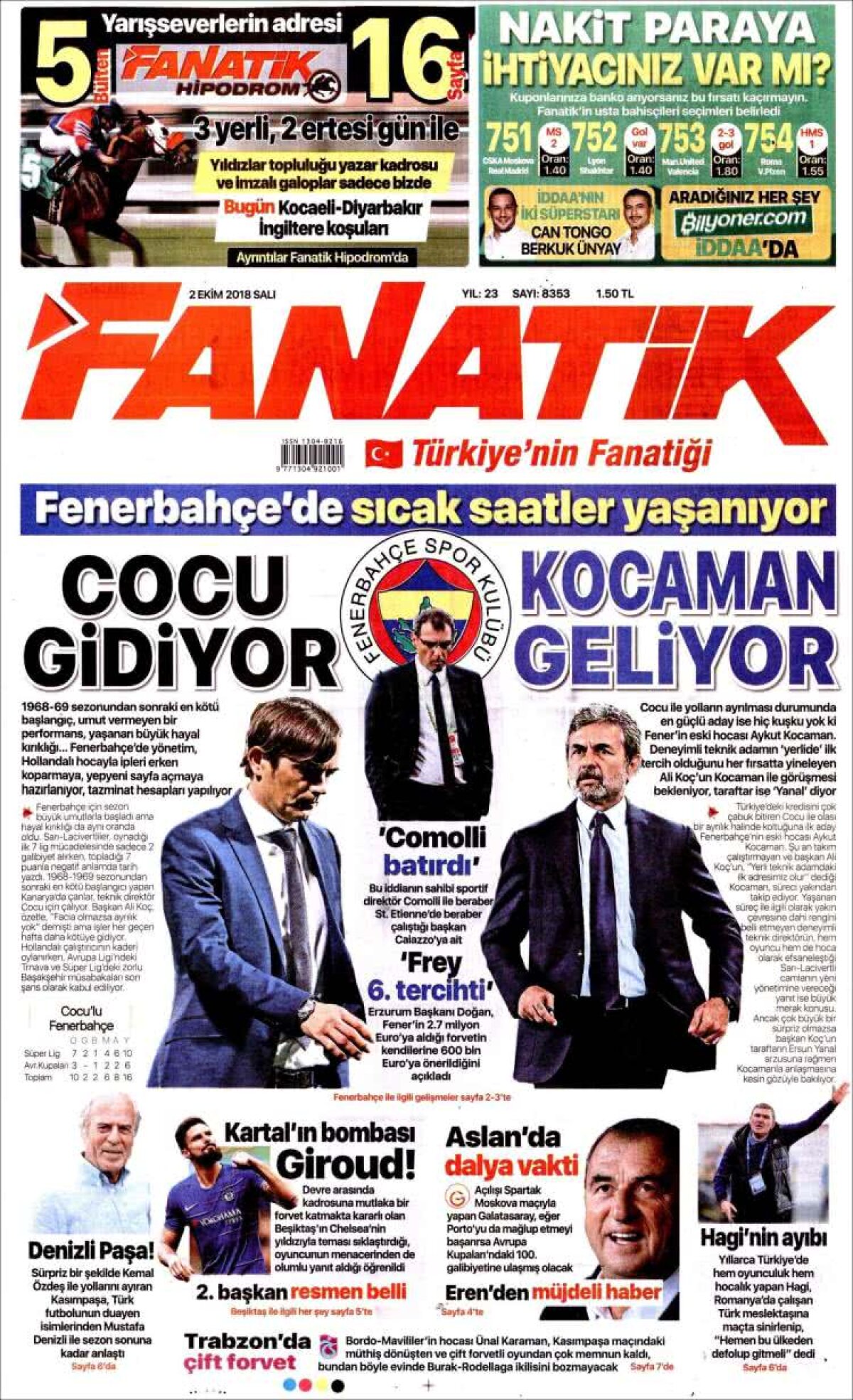 Ce scriu azi ziarele de sport din lume (2 octombrie 2018)