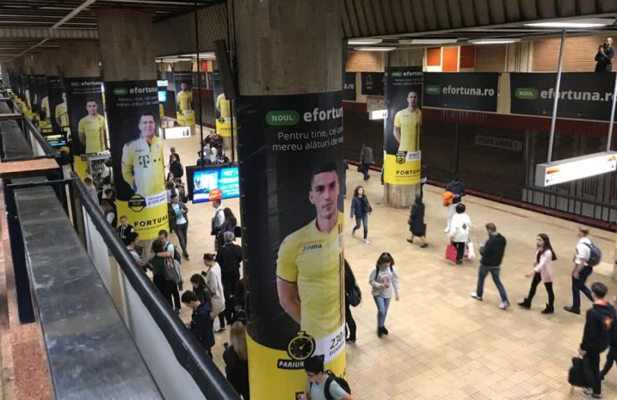 GALERIE FOTO Emulație la metrou! Campanie inedită a principalului sponsor al naționalei de fotbal înainte de meciurile cu Lituania și Serbia din Liga Națiunilor