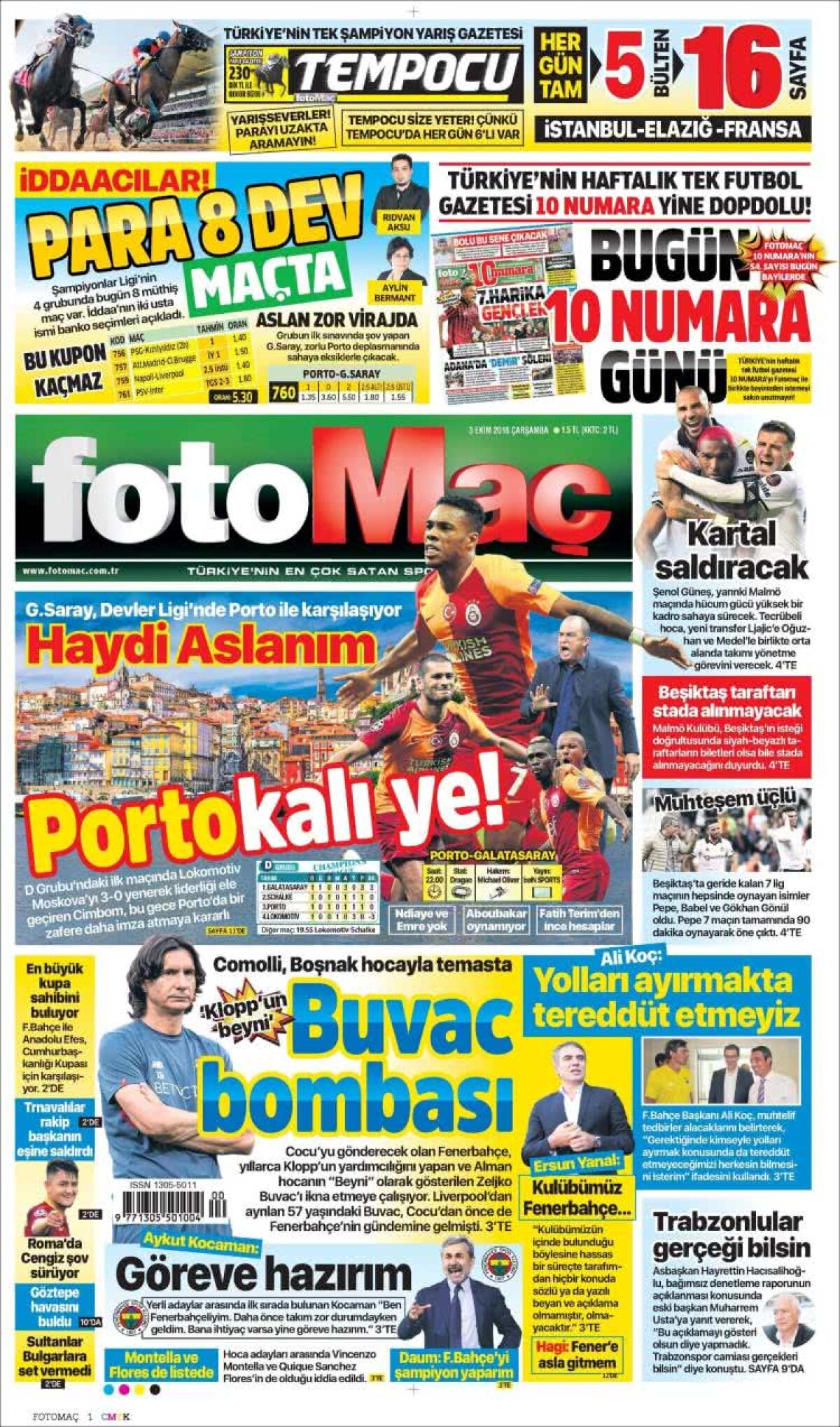 Ce scriu azi ziarele de sport din lume (3 octombrie 2018)