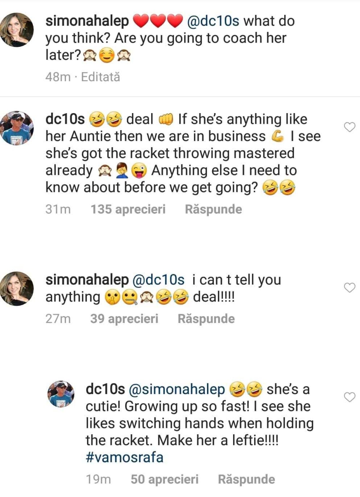 FOTO Simona Halep se pregătește de revenirea pe teren! S-a antrenat azi + dialog amuzant cu Darren Cahill pe Instagram: "Văd că deja stăpânește distrugerea rachetei"