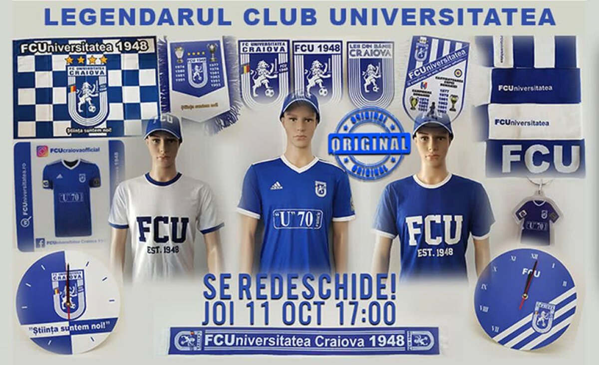 FOTO După 7 ani » Mititelu a redeschis magazinul clubului FC U Craiova. Prețuri de la raft