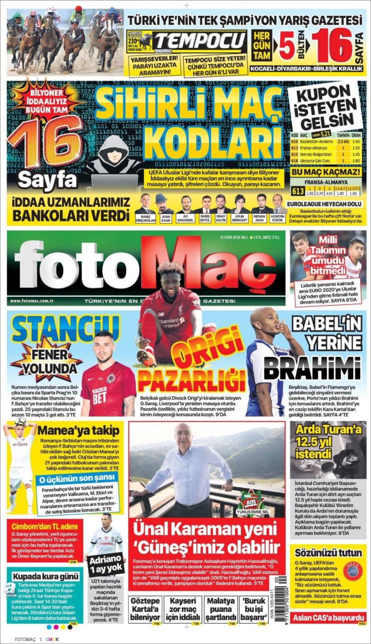 Ce scriu azi ziarele de sport din lume (16 octombrie 2018)