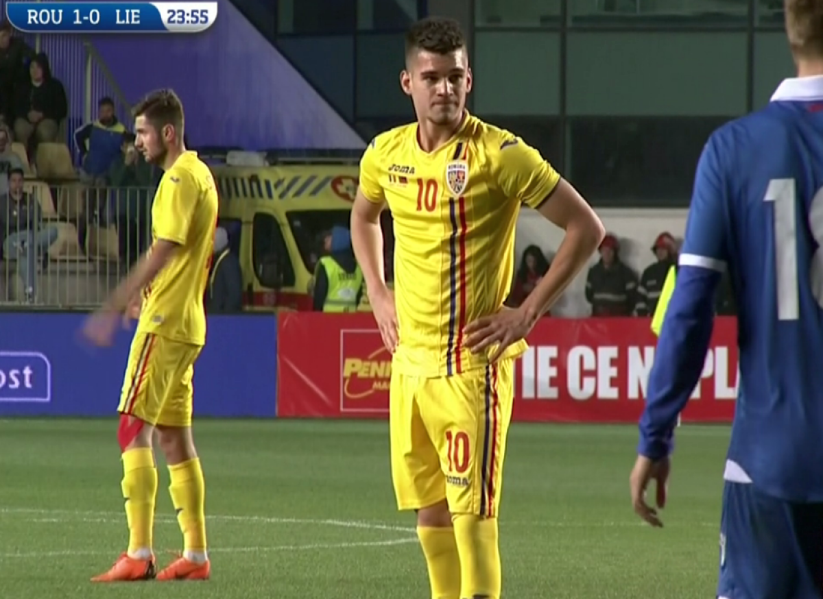 ROMÂNIA U21 - LIECHTENSTEIN U21 // FOTO Nici Buffon în zilele lui bune n-o apăra p-asta! Gol fantastic reușit de Ianis Hagi + Reacția tatălui său 