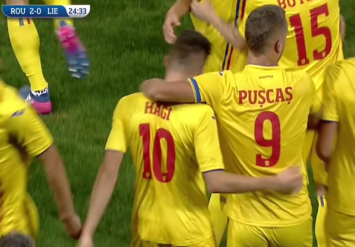 ROMÂNIA U21 - LIECHTENSTEIN U21 // FOTO Nici Buffon în zilele lui bune n-o apăra p-asta! Gol fantastic reușit de Ianis Hagi + Reacția tatălui său 