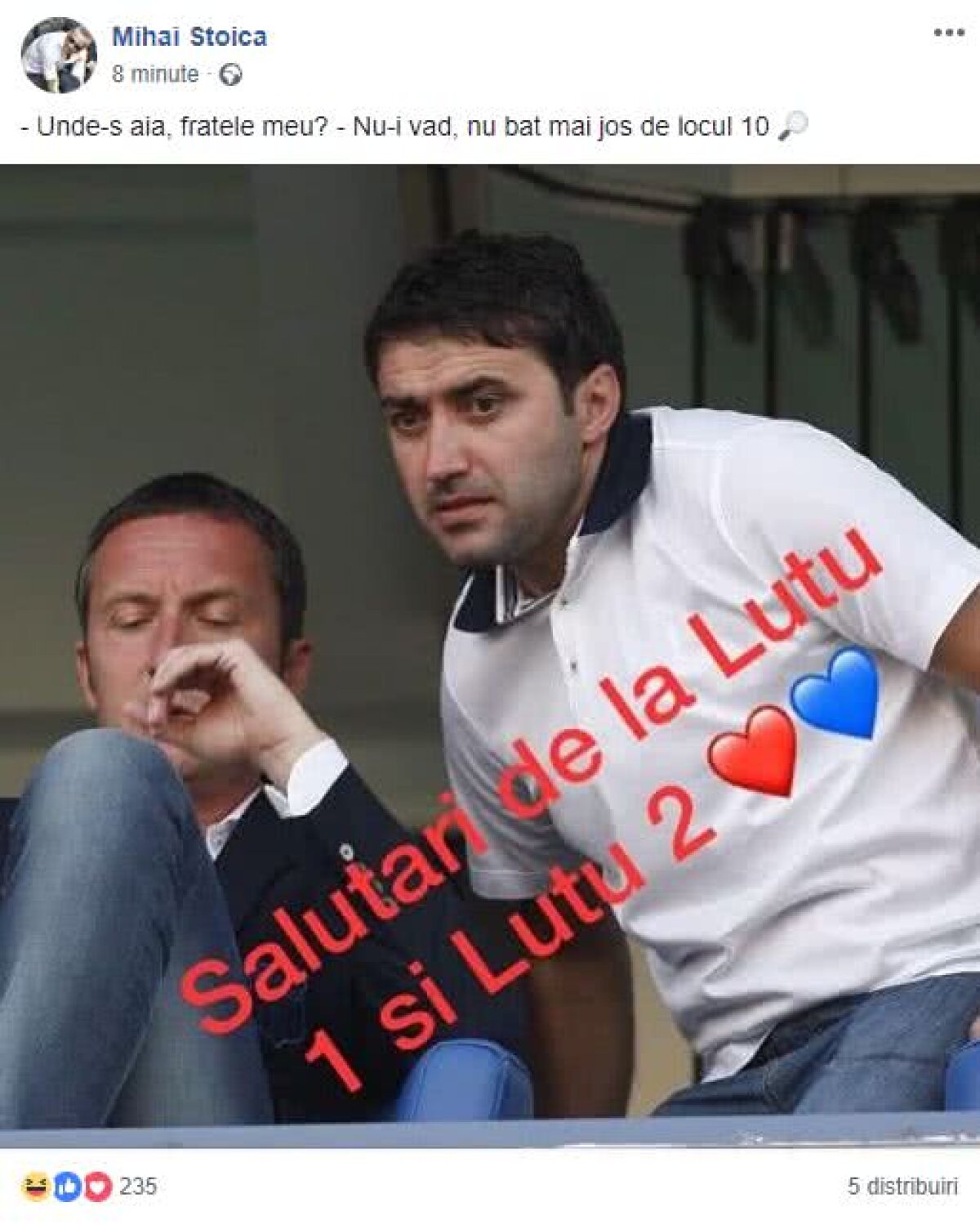 MM răsucește cuțitul! Aroganță la adresa lui Dinamo după remiza cu Dunărea Călărași: ”Salutări de la Luțu 1 și Luțu 2 ❤❤”