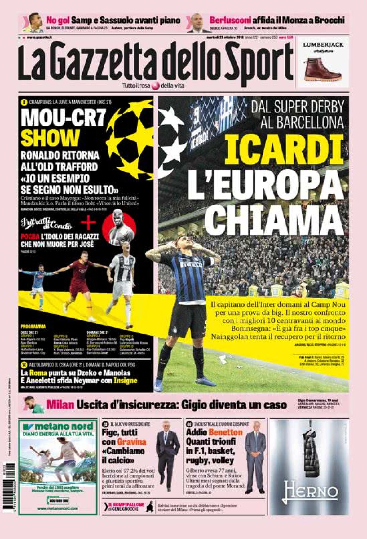 Ce scriu azi ziarele de sport din lume (23 octombrie 2018)