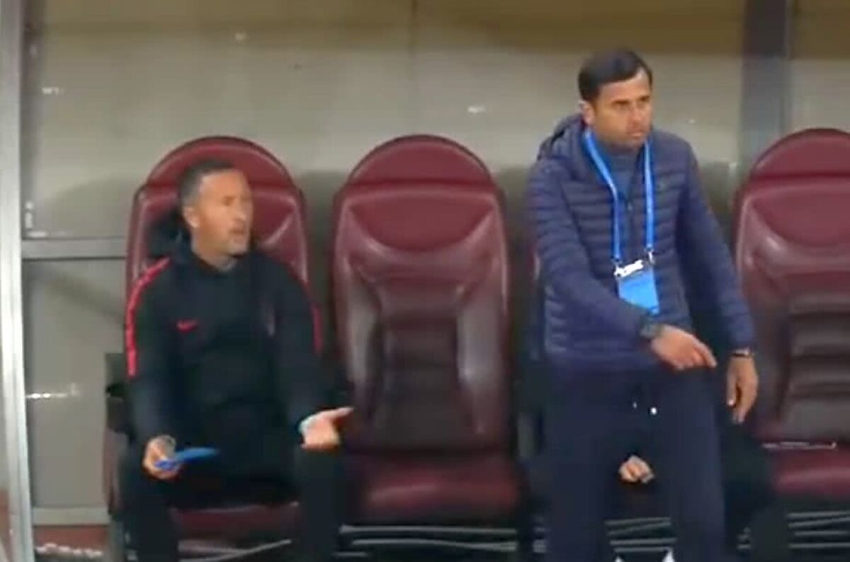 VIDEO + FOTO Nervi pe banca celor de la FCSB! Dică și-a pierdut cumpătul și a aruncat cu sticla » MM Stoica a recționat imediat