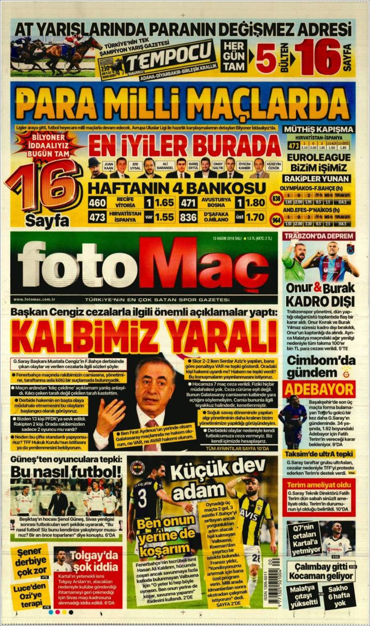 Ce scriu azi ziarele de sport din lume (13 noiembrie 2018)