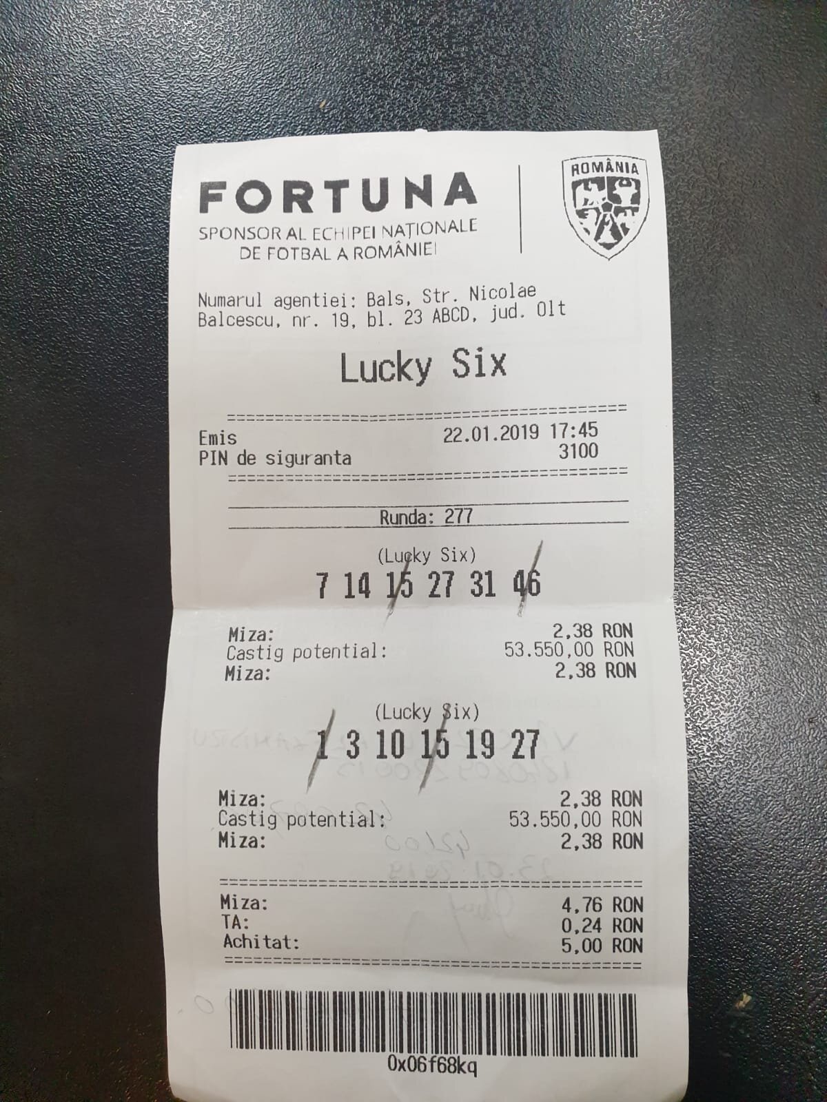 Jackpot-ul Extraglobal Fortuna GOLD Lucky Six a strălucit la Balș