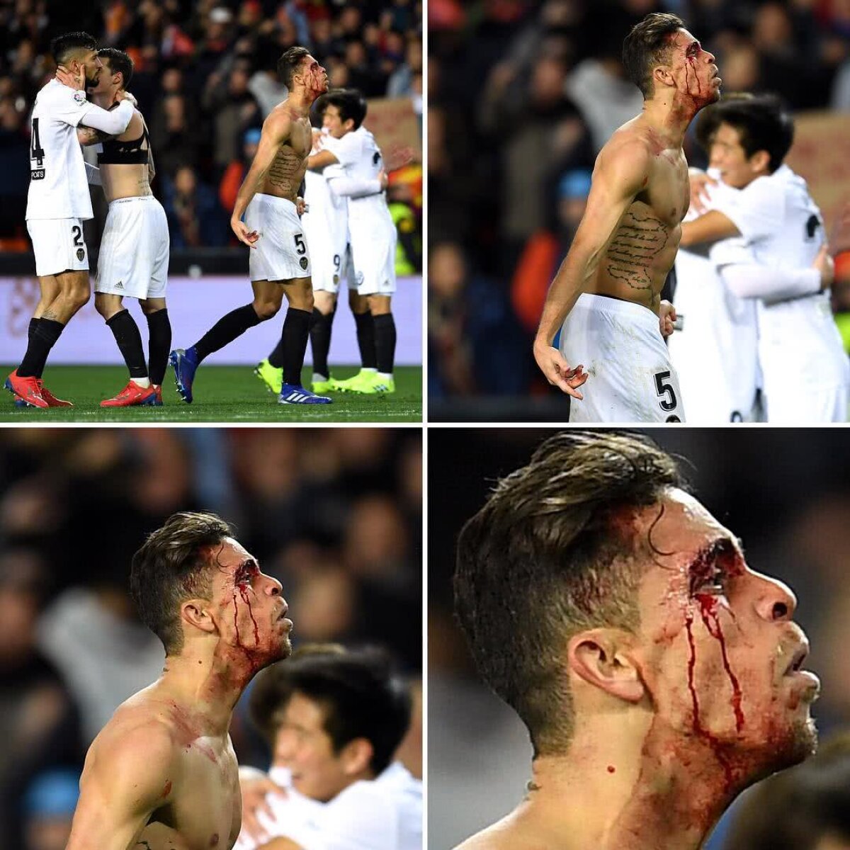 VALENCIA - GETAFE // FOTO Scene reprobabile în „sferturile” Cupei Spaniei » Bătaie generală, sânge pe teren și eliminări în drumul spre vestiare