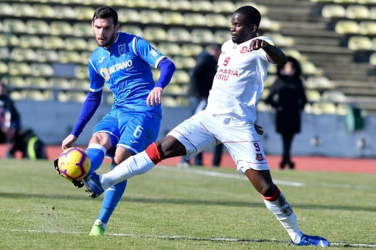 VIDEO + FOTO CSU Craiova urcă pe locul 2! Oltenii s-au impus cu greu, 1-0 cu FC Hermannstadt
