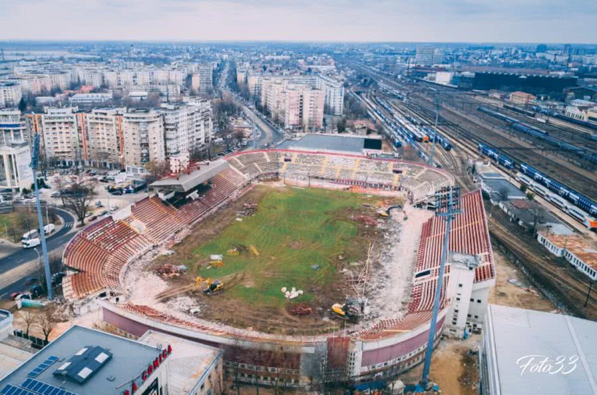 VIDEO SPECTACULOS Giuleștiul e de nerecunoscut! Imagini filmate cu drona cu primele tribune „sparte” de utilaje