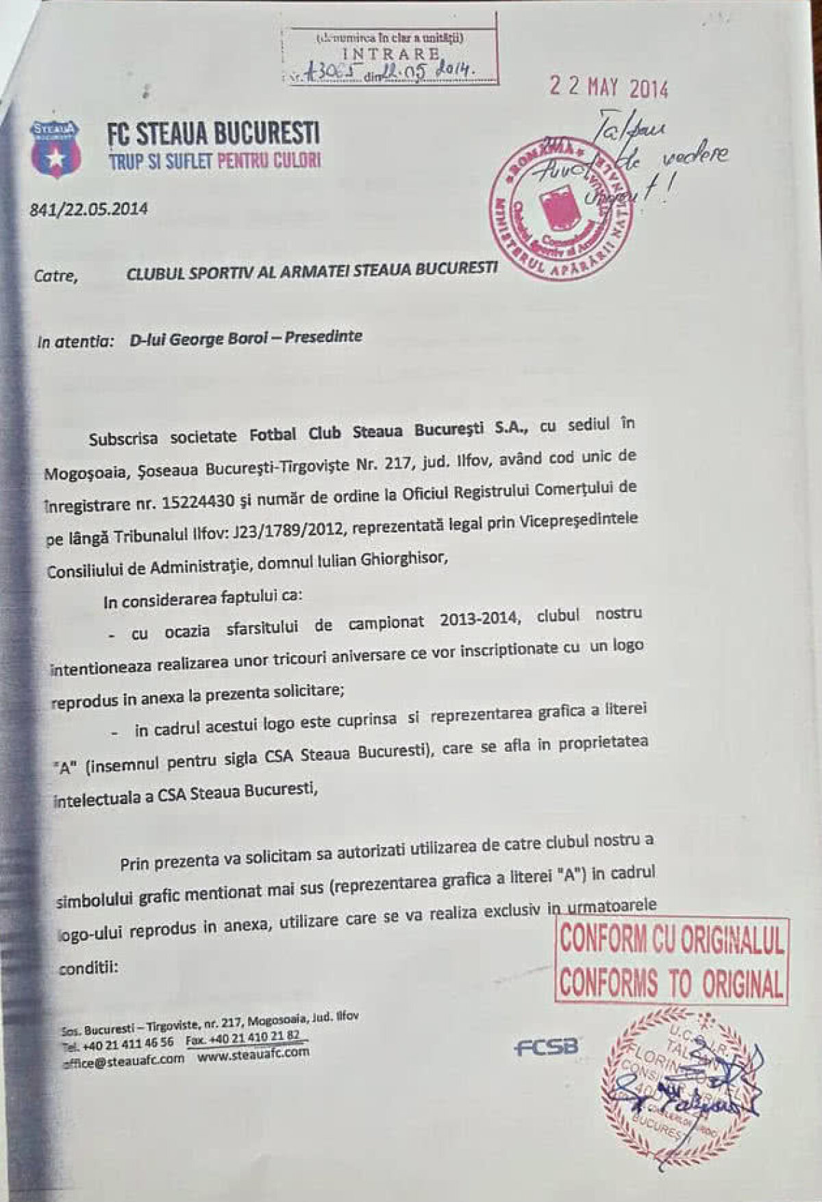 Talpan mai scoate un iepure din pălărie » Prin ce document are impresia că FCSB recunoaște că Armata are palmaresul Stelei