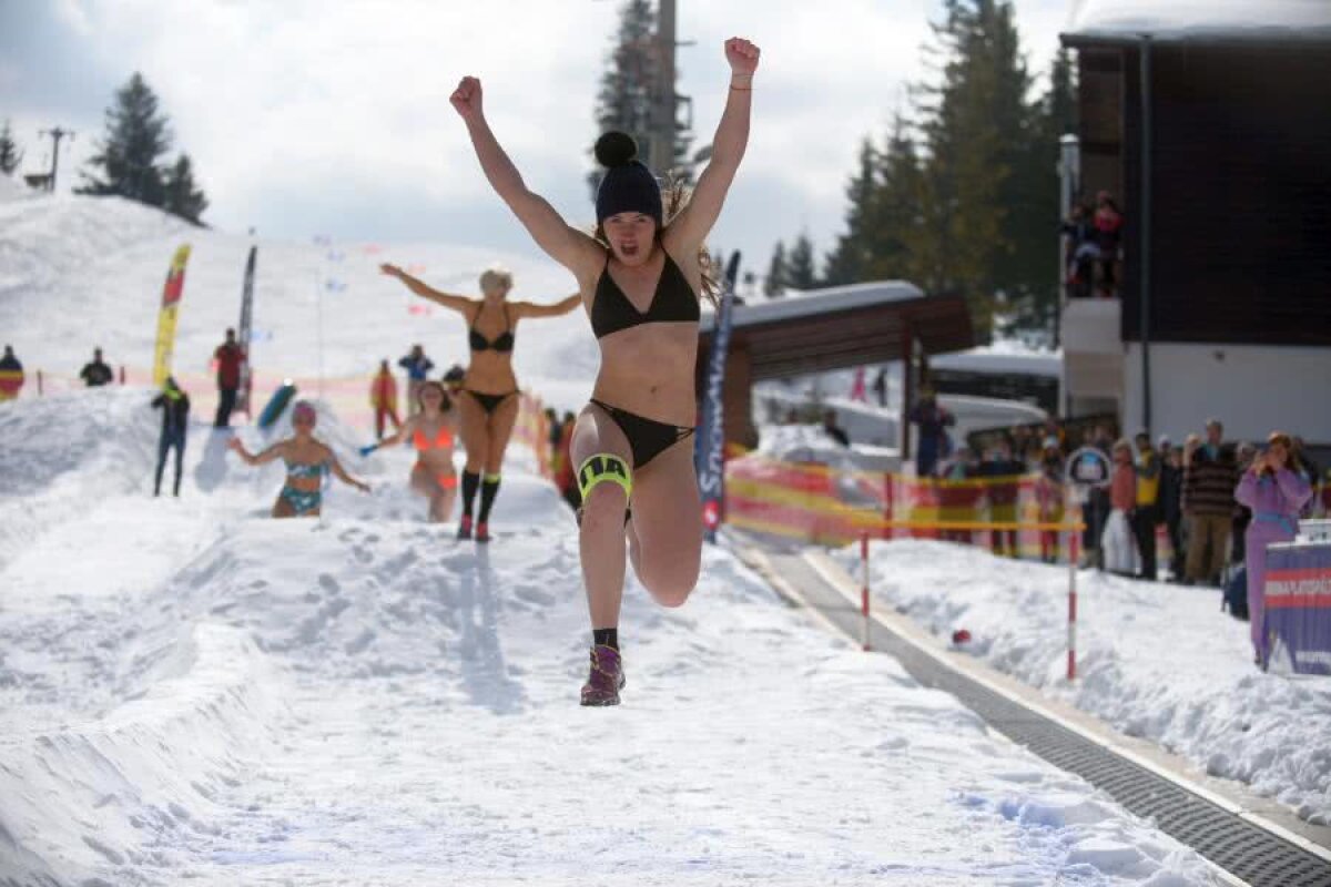 FOTO Show și fete frumoase la Bikini Race la Arena Platoș din Păltiniș » 14 tinere curajoase s-au întrecut îmbrăcate sumar pe zăpadă