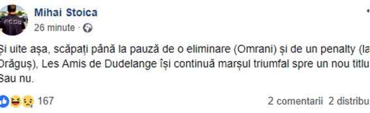 VIITORUL - CFR CLUJ 0-1 // Mihai Stoica a „explodat” la pauză: „Les amis de Dudelange își continuă marșul triumfal spre titlu”