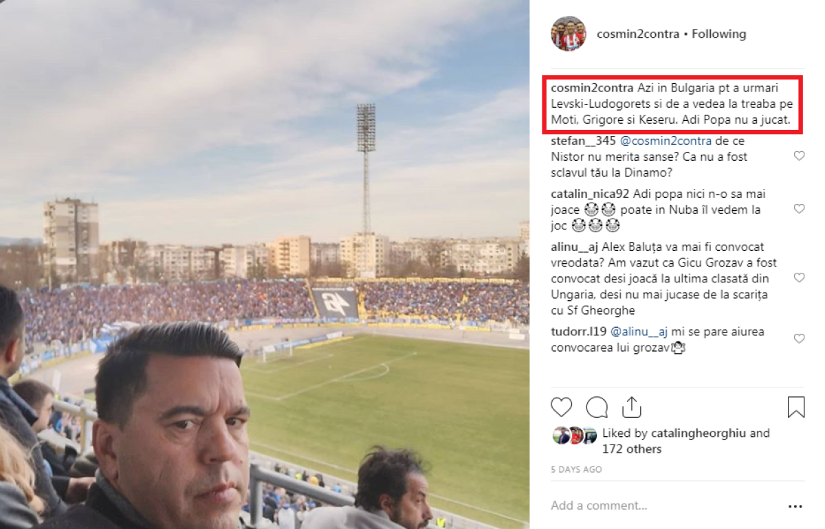Cosmin Contra, derapaj pe Instagram la adresa unui fan după o „răfuială” online:  „Boule, să-ți iei ochelari!”