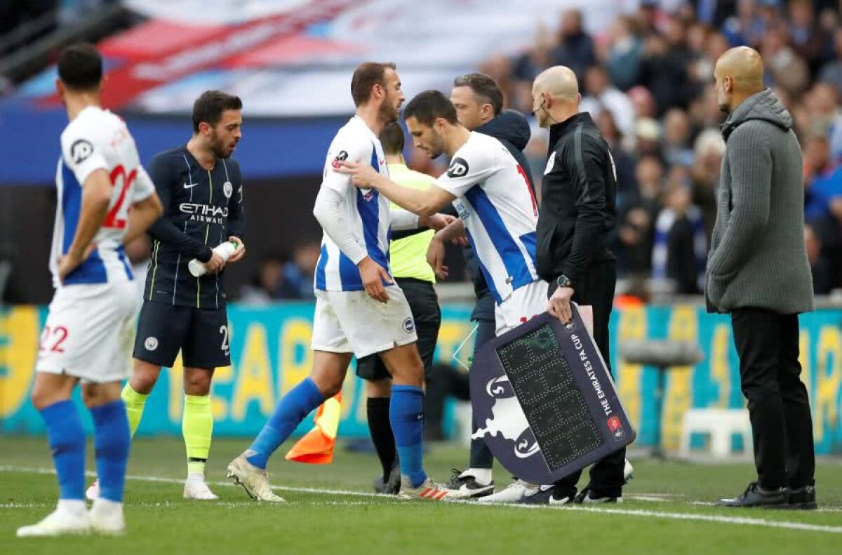 MANCHESTER CITY - BRIGHTON 1-0 // GALERIE FOTO Florin Andone spune adio visului Cupei Angliei! Brighton, eliminată în semifinale de Manchester City