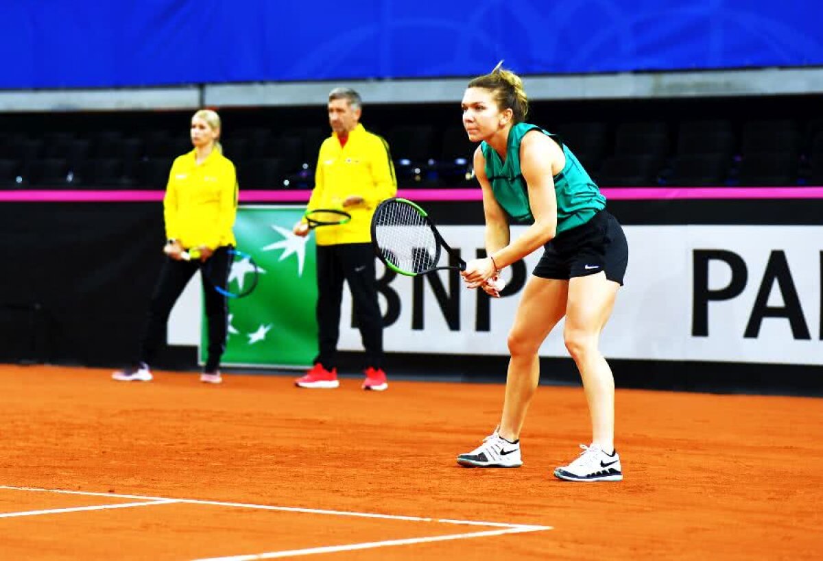 SIMONA HALEP - KRISTINA MLADENOVIC // FOTO + VIDEO Dreaptă, rever: „Bravo!” » Trimișii GSP la Rouen au filmat antrenamentul susținut azi de Halep. Cine a fost „pe post de Mladenovic”