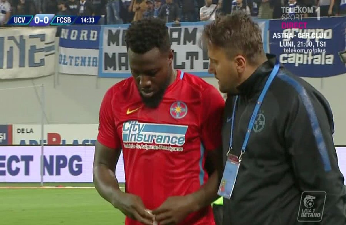 CSU CRAIOVA - FCSB // GALERIE FOTO Lovitură grea pentru FCSB! Harlem Gnohere a ieșit accidentat în minutul 14