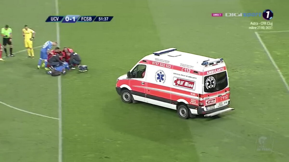 CSU CRAIOVA - FCSB // FOTO Momente horror la CSU Craiova - FCSB! Isaac Donkor s-a prăbușit pe teren