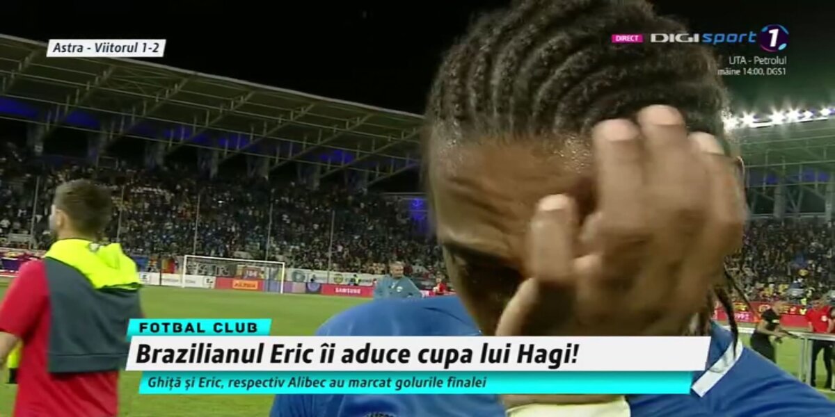 ASTRA - VIITORUL 1-2 // Eric de Oliveira a plâns în direct după ce a adus Cupa Viitorului: „Dumnezeu mi-a răsplătit munca de 12 ani”