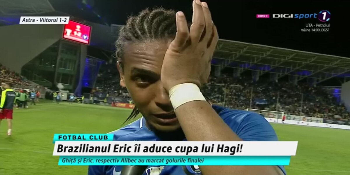 ASTRA - VIITORUL 1-2 // Eric de Oliveira a plâns în direct după ce a adus Cupa Viitorului: „Dumnezeu mi-a răsplătit munca de 12 ani”